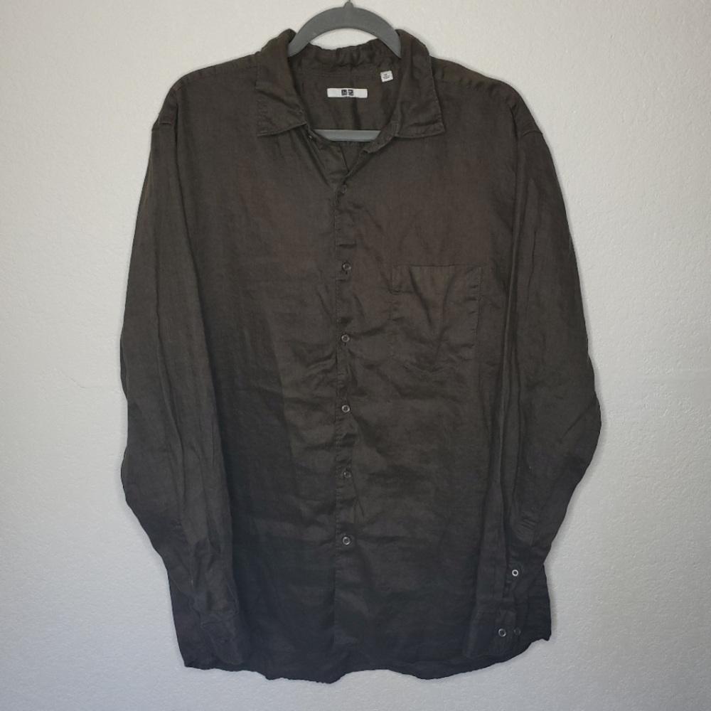 UNIQLO 100% Linen Men's long sleeve Shirt XL